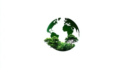 Obraz premium Green Planet Symbol Featuring Trees and Earth with Minimal Design