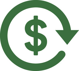 Obraz premium Green circular arrow with a dollar sign symbolizing financial flow and economic cycle