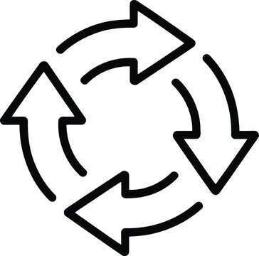 A stylized depiction of a continuous cycle with four interconnected arrows