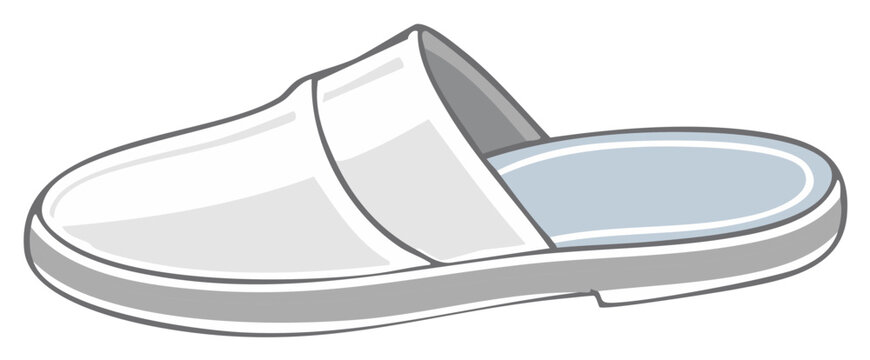 Simple white and grey mule slipper with a light blue sole, clean illustration
