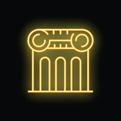 Fototapeta premium Glowing neon line icon of an ancient greek column, a symbol of history and architecture