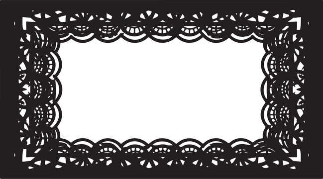 Intricate Black Lace Frame with White Background Design