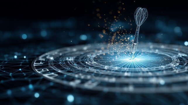 Futuristic digital interface with a hand-shaped hologram interacting with circular data ring, symbolizing business automation and digitization.