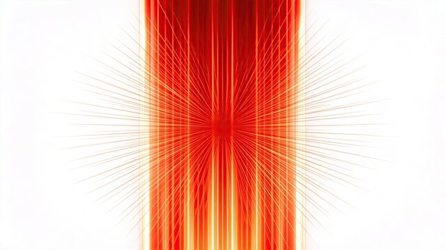 Abstract red light burst glowing vertical energy beam with radiating lines on white background digital technology concept futuristic laser effect dynamic motion blur high speed dat