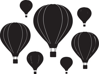 Naklejka premium Black Hot Air Balloons in the Sky