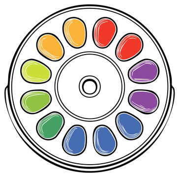 Color Wheel Palette for Mixing Watercolor Paint Primary Colors Wheel Chart Mixing Guide Round Mixing Colors Circle