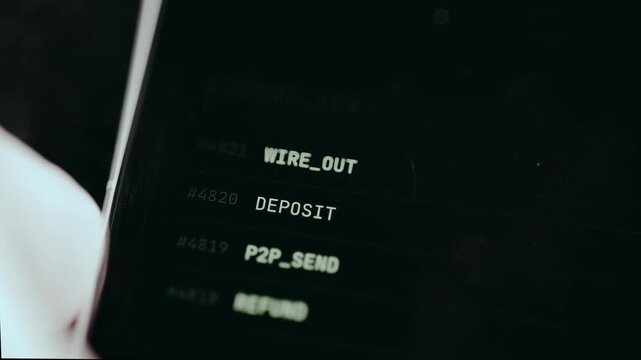A list of transaction types with corresponding reference numbers