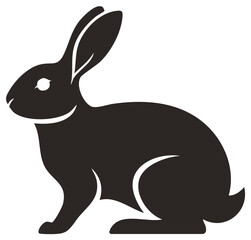 Obraz premium Black Rabbit Silhouette Illustration Against White Background