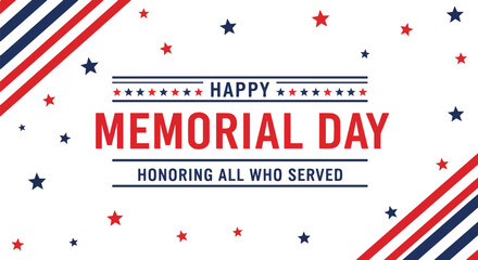 Obraz premium Memorial Day design with red and blue star decorations with patriotic stripes, ideal for national holiday cards, memorial events, and patriotic promotions.