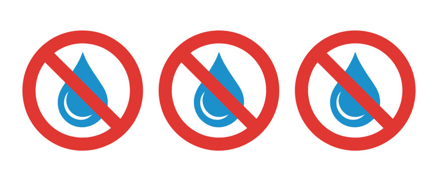 No water icon set isolated on white background, drought warning symbols eps 888