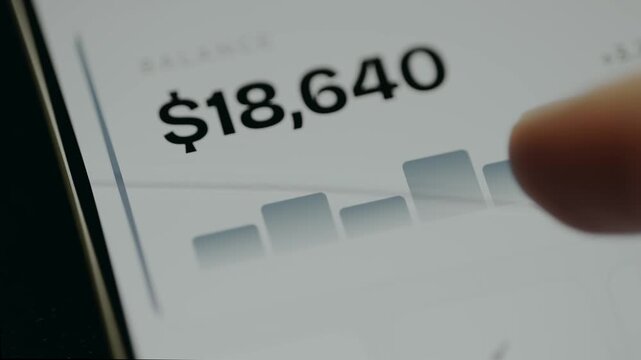 Financial balance amount with a bar chart