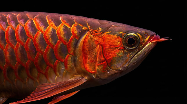 Close up of super red arowana / arwana SR : Dragon fish from borneo Indonesia