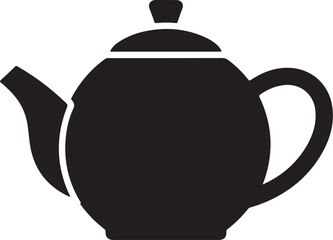 Obraz premium Black teapot, tea pot, kitchen icon, vector silhouette