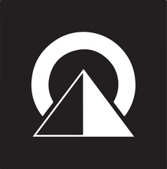 Fototapeta premium Geometric shapes, triangle, white on black, abstract symbol, modern icon