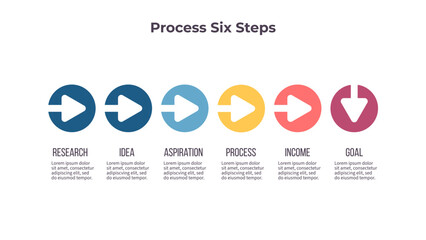 Business infographic template. Process chart with six options, steps. Vector chart.
