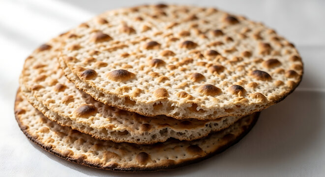 Stack of traditional Jewish matzo crackers.