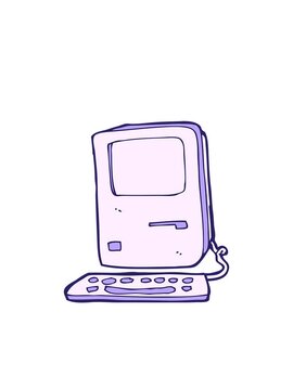blinking radial lines animation of cartoon of computer