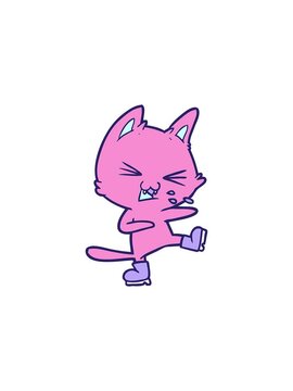 starburst effect animation of cartoon cat hissing wearing big boots