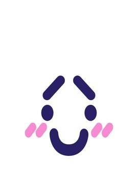 stretching up animation of a happy blushing face icon
