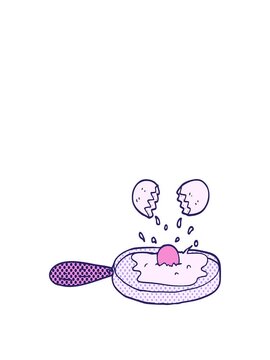 stretching up animation of frying freehand drawn cartoon egg