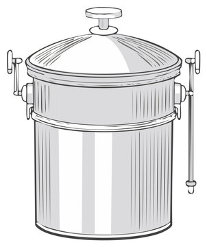 Retro Style Food Steamer or Canning Pot Kitchen Appliance Vector Illustration