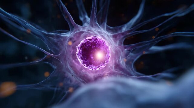 Intricate Visualization of a Neuron: Captivating Perspectives Showcasing the Inner Workings of a Neuron Cell with Pulsating Energy and Electric Signals