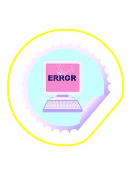 radioactive glowing animation of broken computer graphic vector illustration round sticker stamp