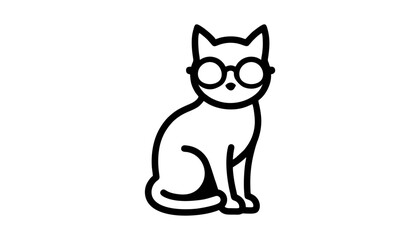 Fototapeta premium Walking Cat Silhouette with Paw Trail – Minimal Story Vector