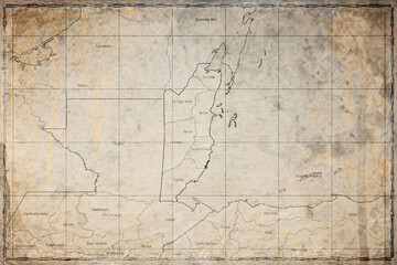 Obraz premium Vintage Map Of Belize With District Boundaries On Retro Paper Background