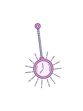 attention grabbing animation of illustration of a traditional tattoo style gold pocket watch