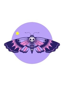 twinkling stars effect animation of deaths head moth design