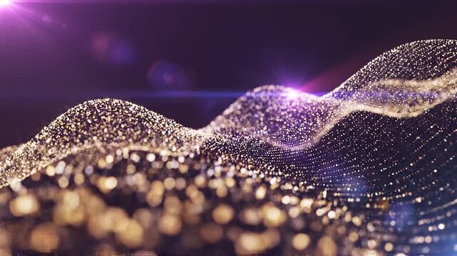  Loop background with glowing  Campfire effect on gold alpha channel. Abstract motion background graphic animated footage 4k.