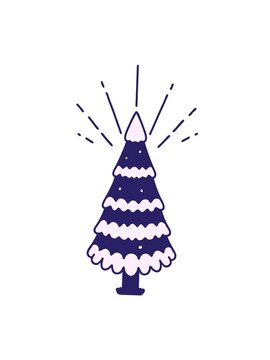 jiggle and pause animation of illustration of a tattoo style snow covered pine tree