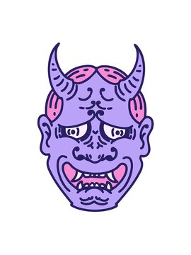 jiggle motion animation of a japanese theatre kabuki oni mask