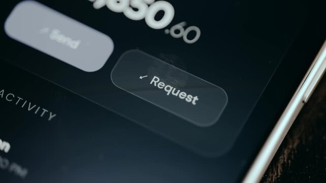 Person taps the button labeled Request from a financial app