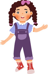 Fototapeta premium Young girl overalls and sneakers 