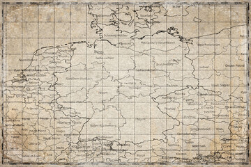 Fototapeta premium Vintage Map Of Germany With State Boundaries On Retro Paper Background