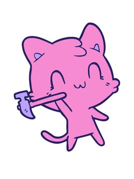 shaking motion animation of happy cat drawing