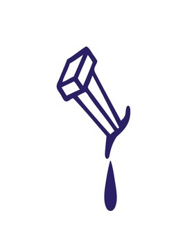 stretching up animation of tattoo in black line style of iron nail icon