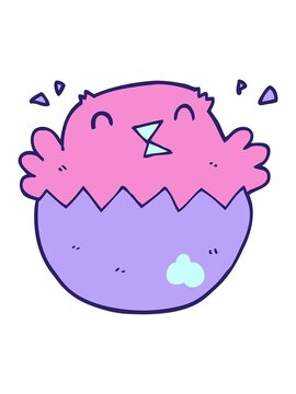 bobbing motion animation of cartoon hatching chick
