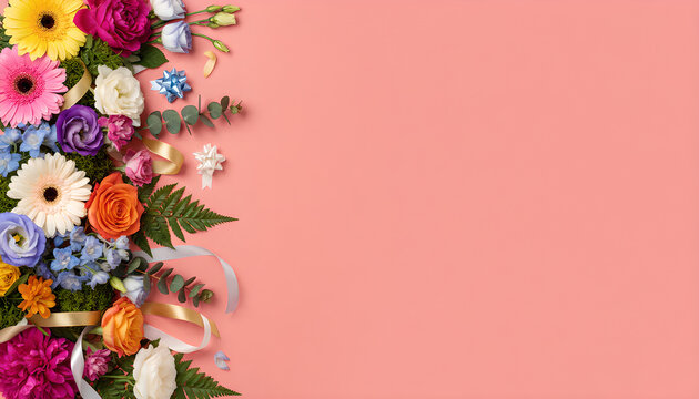 Elegant floral composition with wide copy space for business marketing