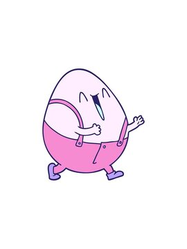 flashy sales animation of humpty dumpty cartoon egg man