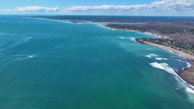 Scituate Harbor aerial view including First Cliff village in town of Scituate, Massachusetts MA, USA. 