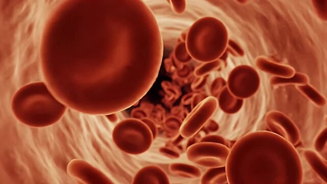 Close up of a Single Red Blood Cell Detailed Medical Illustration