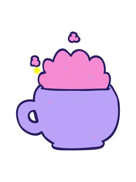 twinkling stars effect animation of cartoon doodle foaming latte