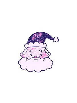 rise and float animation of cartoon santa claus face