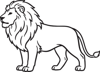 Standing lion with long mane and tail © GraphicGrove