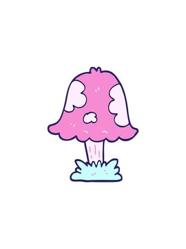 starburst effect animation of funny cartoon doodle mushroom