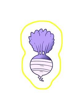 radioactive glowing animation of cartoon of a root vegetable