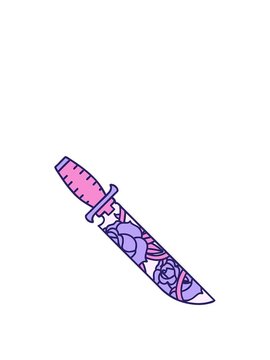 stretching up animation of tattoo style dagger and flowers